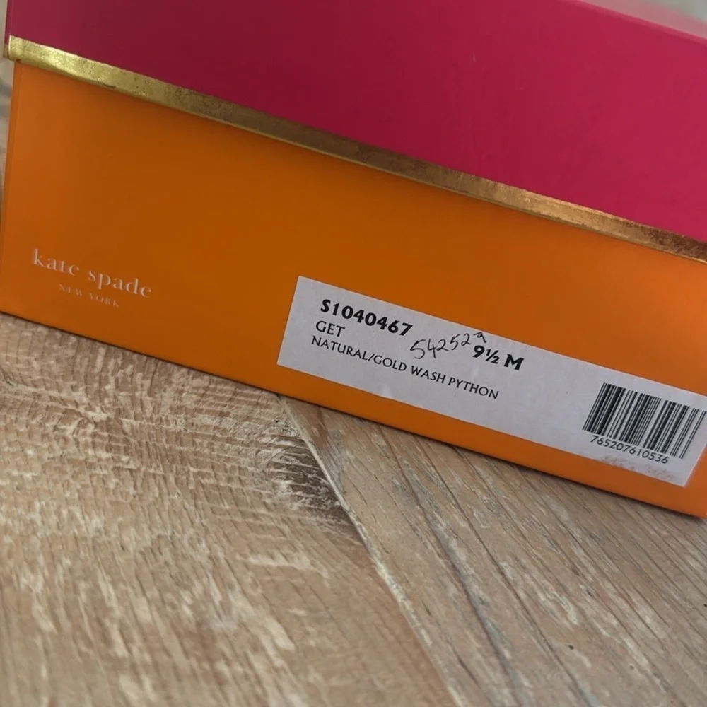 Kate Spade Italian platform neutral snake metallic open toe heels 9.5 EUC